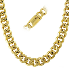 13MM IP Gold Miami Cuban Chain 316L Steel Box Clasp