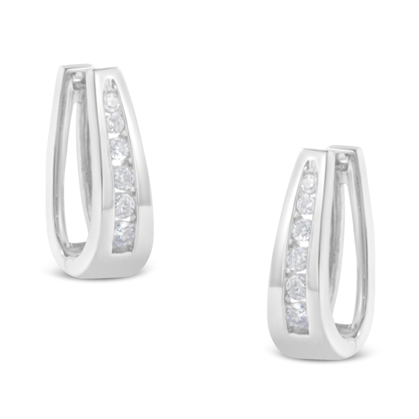 14k White Gold 1/4ct Diamond Huggy Hoop Earrings (I-J I2-I3)