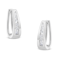 14k White Gold 1/4ct Diamond Huggy Hoop Earrings (I-J I2-I3)
