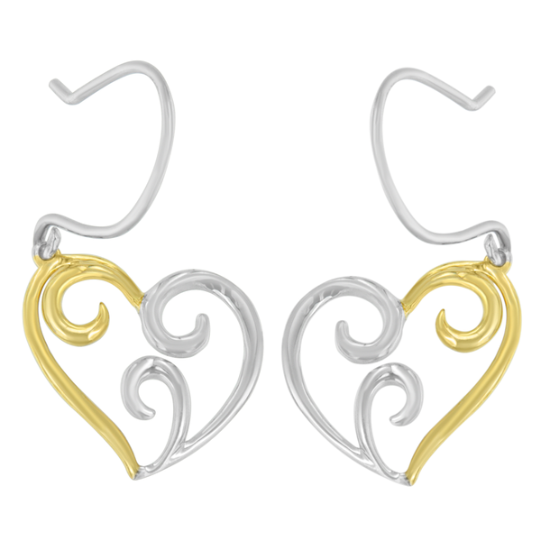 10K Yellow Gold Heart Dangle Earrings