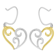 10K Yellow Gold Heart Dangle Earrings