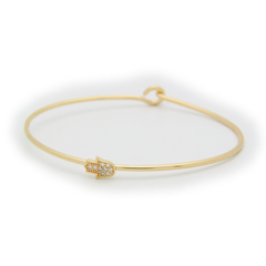Thin CZ Golden Hamsa Bangle