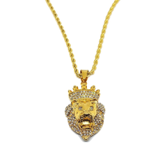 (4-42XX-1-h4) Gold Over Stainless Steel King Lion Necklace, 30"