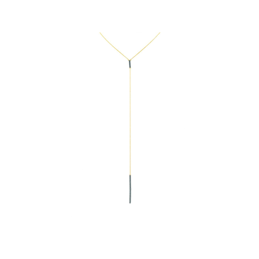 Long CZ Golden Lariat Necklace