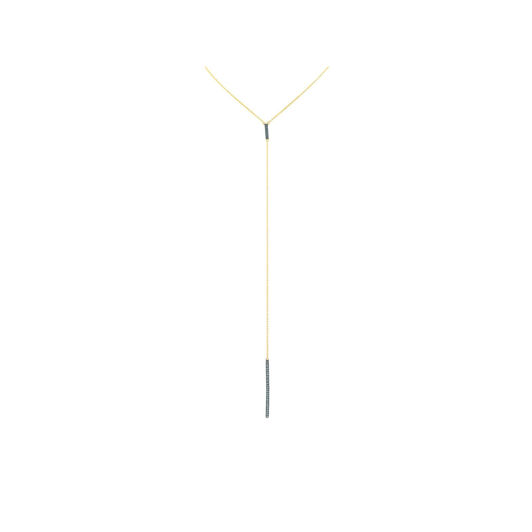Long CZ Golden Lariat Necklace