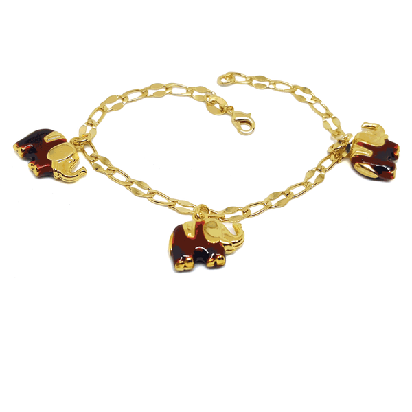 (1-0560-h7) Gold Overlay Elephants Bracelet, 7-1/2".