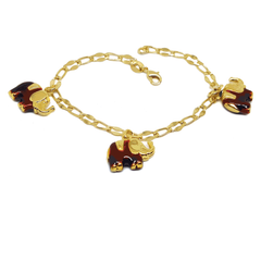 (1-0560-h7) Gold Overlay Elephants Bracelet, 7-1/2".