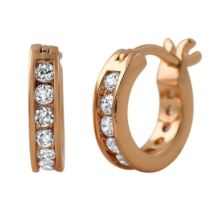 Channel Hoop Rose Gold CZ Earrings