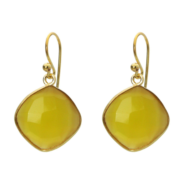 Yellow Citrine Square Danglers