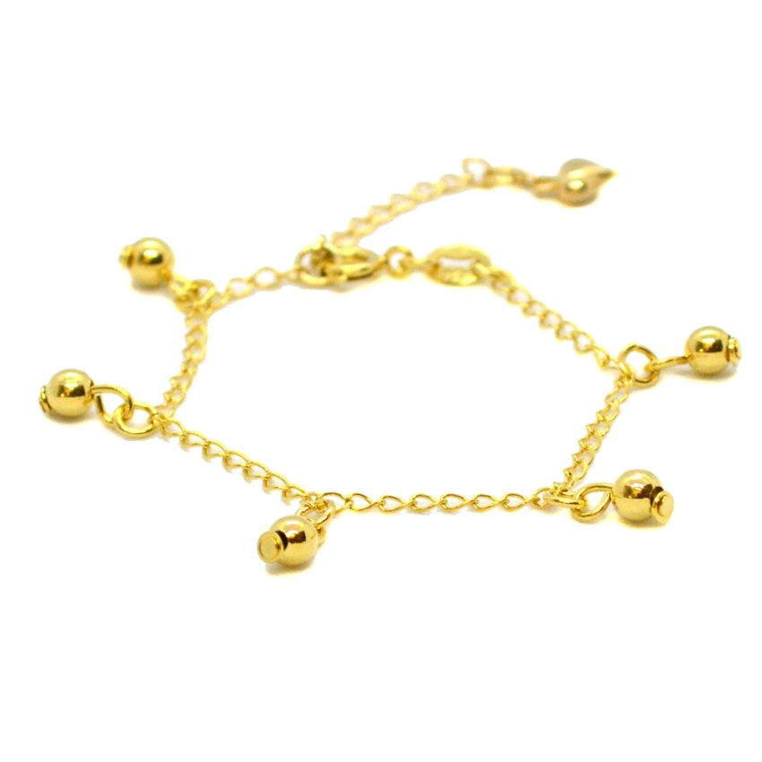 (1-0177-h8-baby) Gold Overlay Baby Charm Anklet, 5.5"-6.5"