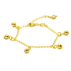 (1-0177-h8-baby) Gold Overlay Baby Charm Anklet, 5.5"-6.5"