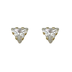 BecKids 14k Gold Mini Triangle CZ Stud Earrings