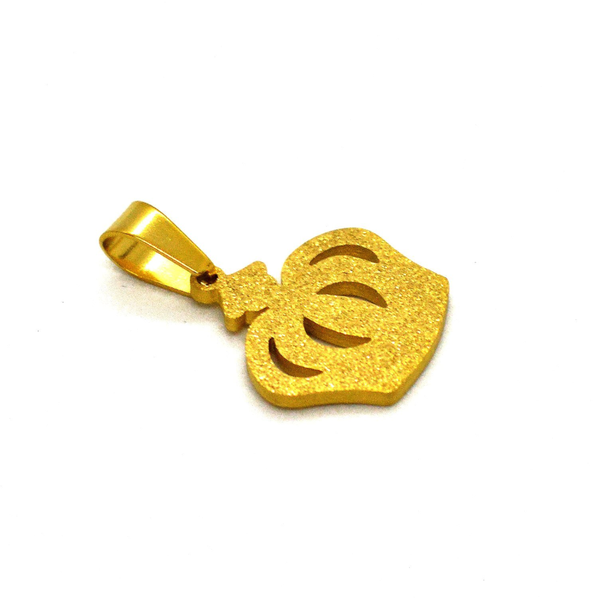 (4-2013-h9-1) Gold Plated Stainless Steel Crown Pendant, 1".
