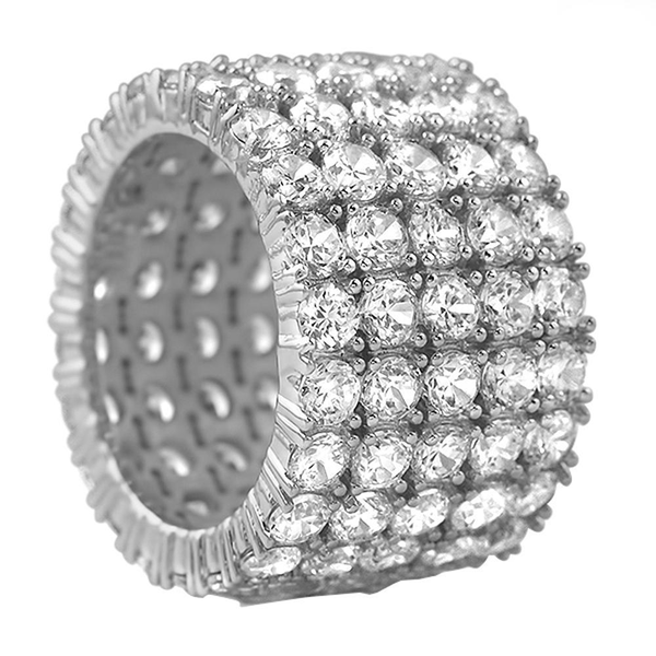 Fat 5 Row 360 Eternity Rhodium CZ Ring