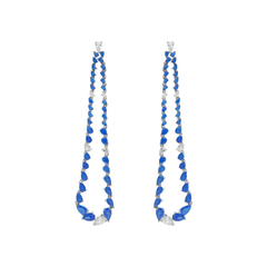 Fronay Co .925 Sterling Silver Blue Ice Marquise Dangle Earrings, 3.38