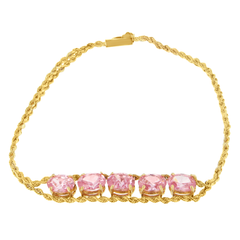10k Yellow Gold 3.75ct TGW Fashion Bracelet with Oval Pink Sapphire Gemstones