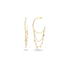 18k Gold Pl Silver Charms-Chain & Hoops, 1.5"