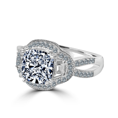 Zirconite 3ct (8x8mm) Cushion Halo Ring