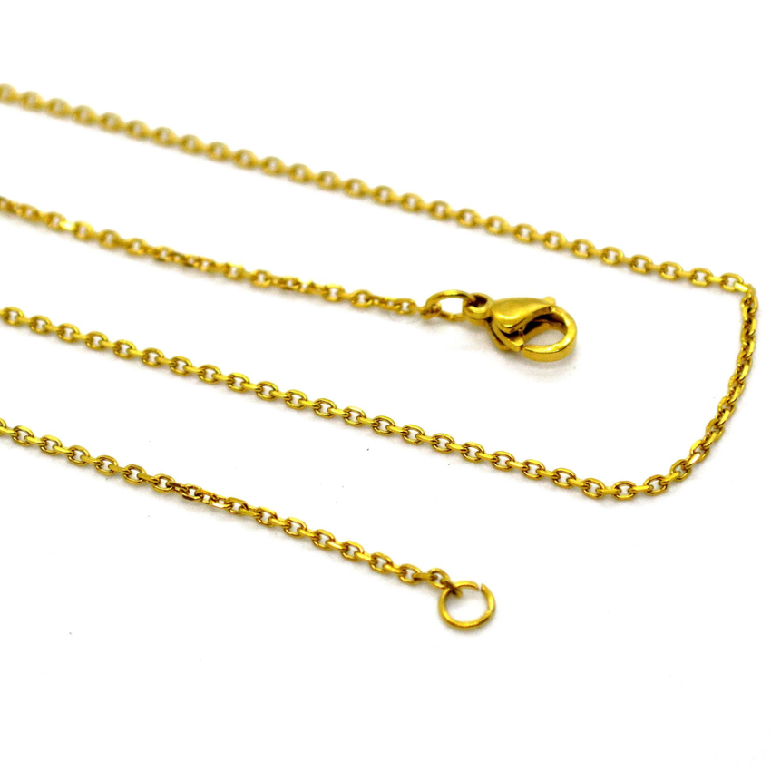 (4-3220-h9-rolo) Gold Plated Stainless Steel Rolo Link Chain, 18".