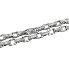 .925 Silver 3D Box Link CZ Hip Hop Chain