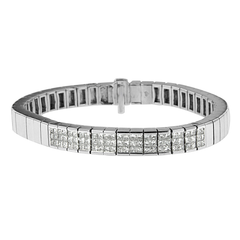 14K White Gold 2 1/8 CTTW Princess Cut Diamond Banded Bracelet (H-I, SI1-SI2)
