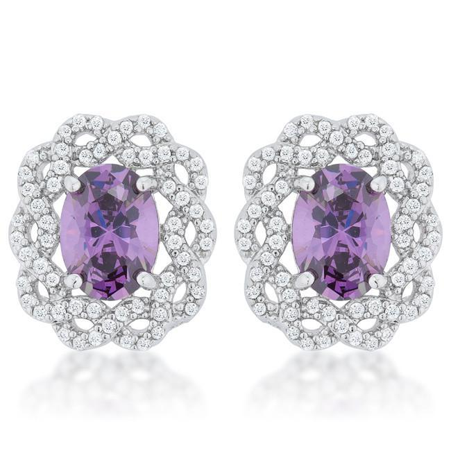 Amethyst Oval Stud Earrings