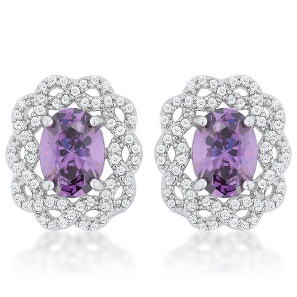 Amethyst Oval Stud Earrings