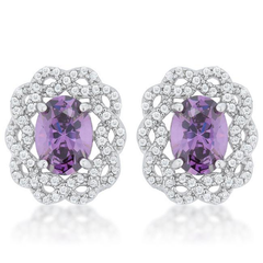 Amethyst Oval Stud Earrings
