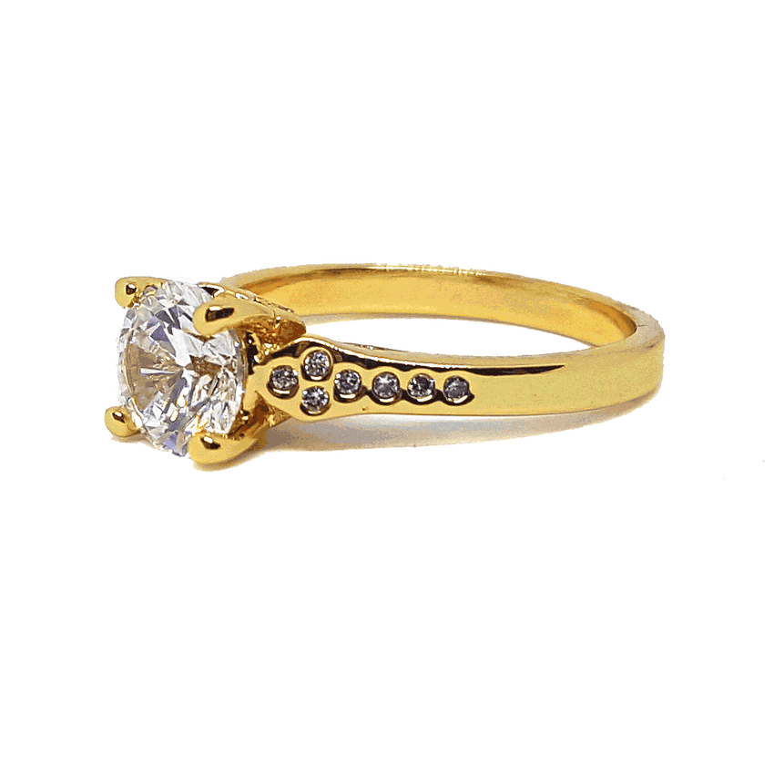 (1-3104-H6-1) 18kt Gold Overlay CZ Solitaire Ring.