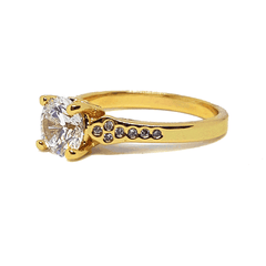 (1-3104-H6-1) 18kt Gold Overlay CZ Solitaire Ring.