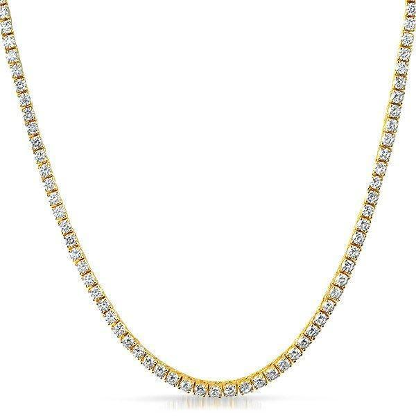 .925 Sterling Silver 2.25MM CZ Tennis Chain Gold
