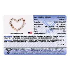 14K White Gold 1/4ct TDW Natural Pink Diamond Heart Pendant Necklace (Pink, I1)