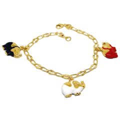(1-0560-h7) Gold Overlay Elephants Bracelet, 7-1/2".