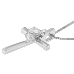 Espira Sterling Silver 1/10ct. TDW Round-Cut Diamond Pendant Necklace (H-I,SI2-I1)