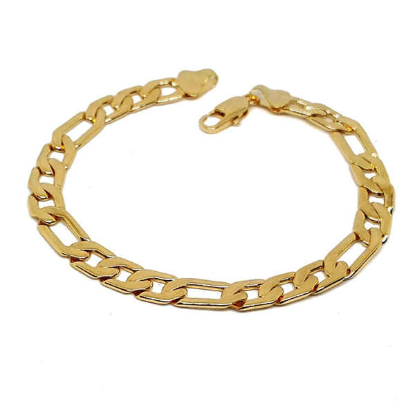 (1-60051-h5) Gold Overlay Flat Figaro Link Bracelet, 8-1/2".