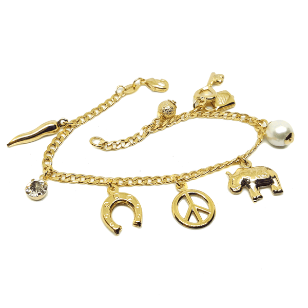 (1-0553-h7) Gold Filled Charm Bracelet, 7-1/2".