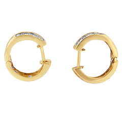 14K Yellow Gold 1/3ct. TDW Princess and Round-cut Diamond Hoop Earrings(H-I,VS1-VS2)
