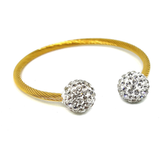 (4-5060-h5) Stainless Steel Wire Bangle with Fireball Tips.