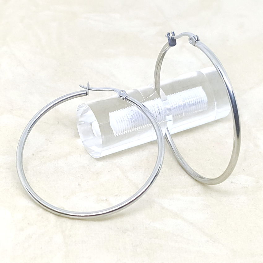 4-2119-h2 Stainless Steel Classic Hoop Earrings, 45mm.