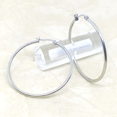 4-2119-h2 Stainless Steel Classic Hoop Earrings, 45mm.