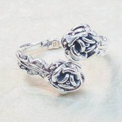 2-0713-h2 Sterling Silver Puff (hollow) Rose Bangle.