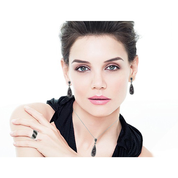 Elegant chocolate chip and white cubic zirconia drop earrings