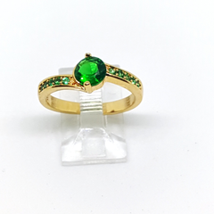 1-3102-h22 Gold Overlay Solitaire CZ Ring. (3 colors available)