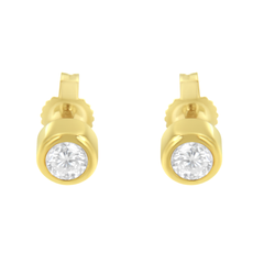 10K Yellow Gold 1/3ct. TDW Diamond Bezel Stud Earrings (H-I,SI2-I1)