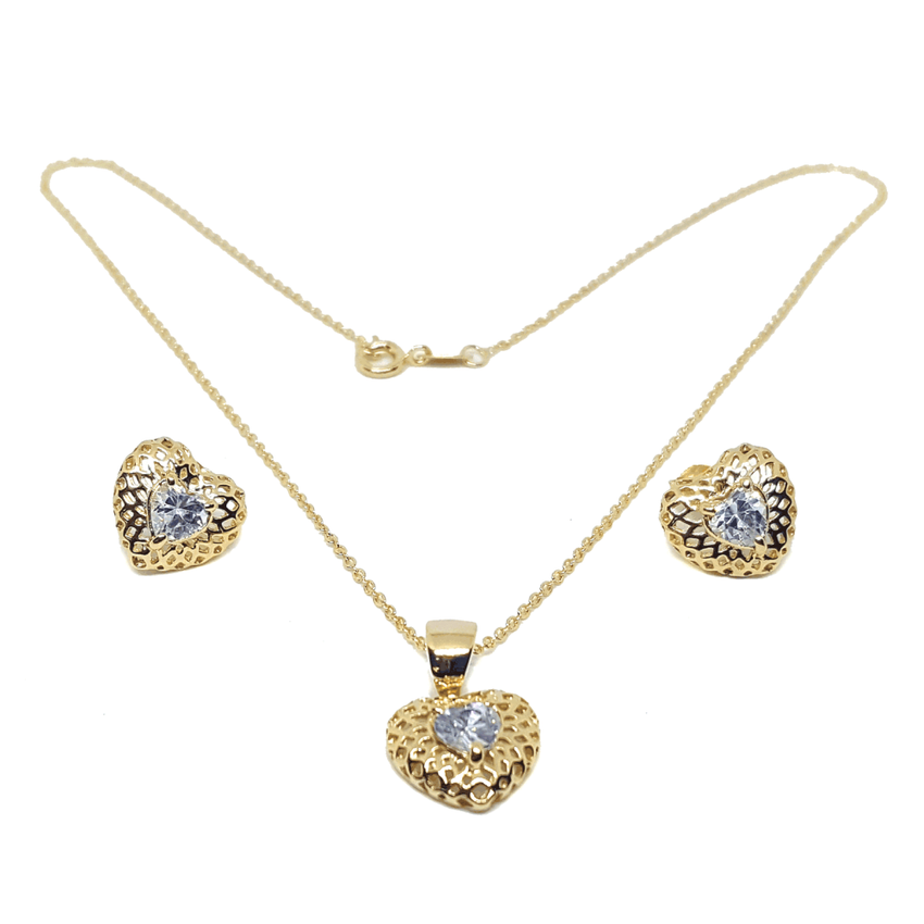 (1-6272-h8) Gold Filled CZ Heart Set.