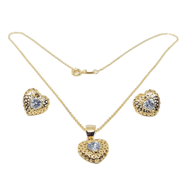 (1-6272-h8) Gold Filled CZ Heart Set.