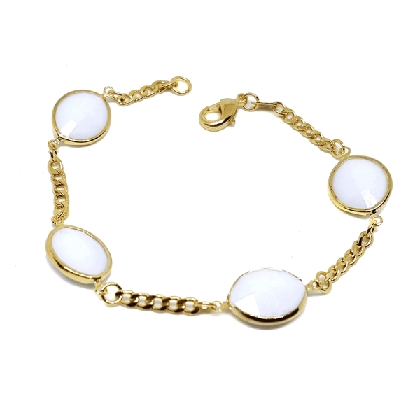 (1-0755-h6) Gold Overlay Colored Stone Bracelet.
