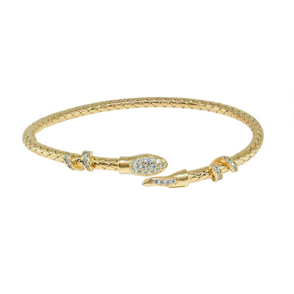 Sparkling Golden Snake Head Bangle