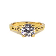 (1-3104-H6-1) 18kt Gold Overlay CZ Solitaire Ring.