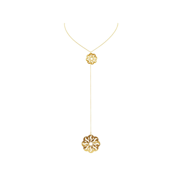 Laser Cut Golden Flower Engravings Lariat
